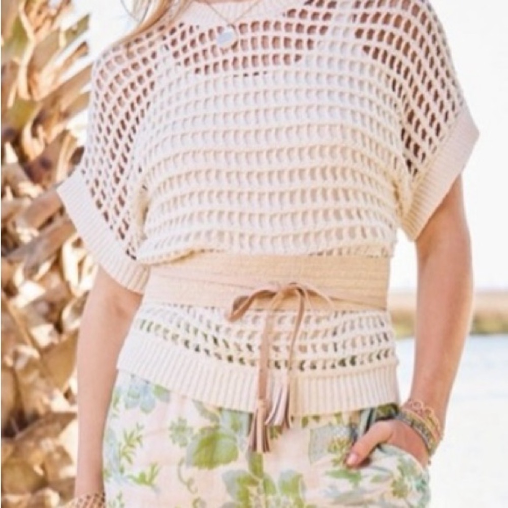Spartina 449 NEW cream net sweater